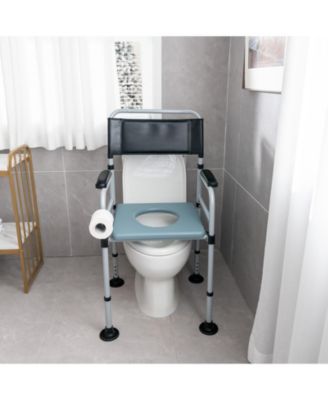 4-in-1 Folding Bedside Commode Chair with Detachable Bucket and Towel Holder