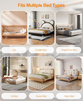 69-inch Adjustable Height Baby Bed Rail for Toddlers Foldable Safety Guard with Mesh Panel Fits Crib Twin Full Queen King Beds