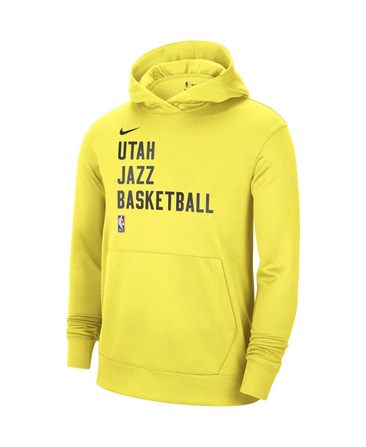 Nike Men's And Women's Yellow Utah Jazz 2023/24 Performance Spotlight On-court Practice Pullover Hoodie In Yellow