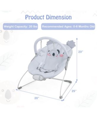 Kids Portable Baby Bouncer Rocker Seat with Detachable Toy Bar-Gray