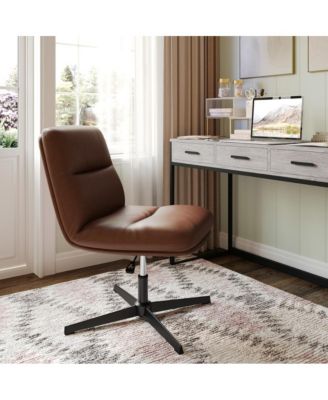 Mid-Back Upholstered Swivel Office Chair – Height-Adjustable Armless Design with Padded Seat & Back, Stationary Strong Frame