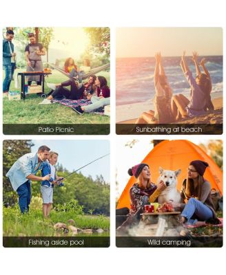 Portable Folding Picnic Double Chair W/Umbrella Table