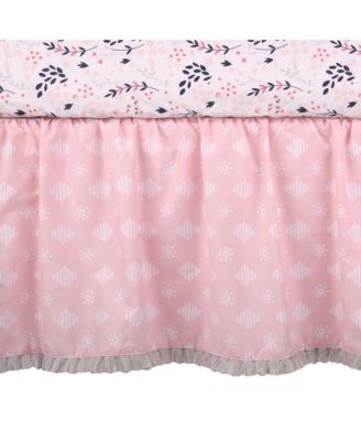 Forever Friends White/Pink/Gray Woodland Fox/Owl 4-Piece Nursery Crib Baby Bedding Set