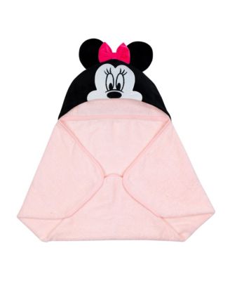 Baby Girls Disney Minnie Mouse Pink Cotton Hooded Bath Towel