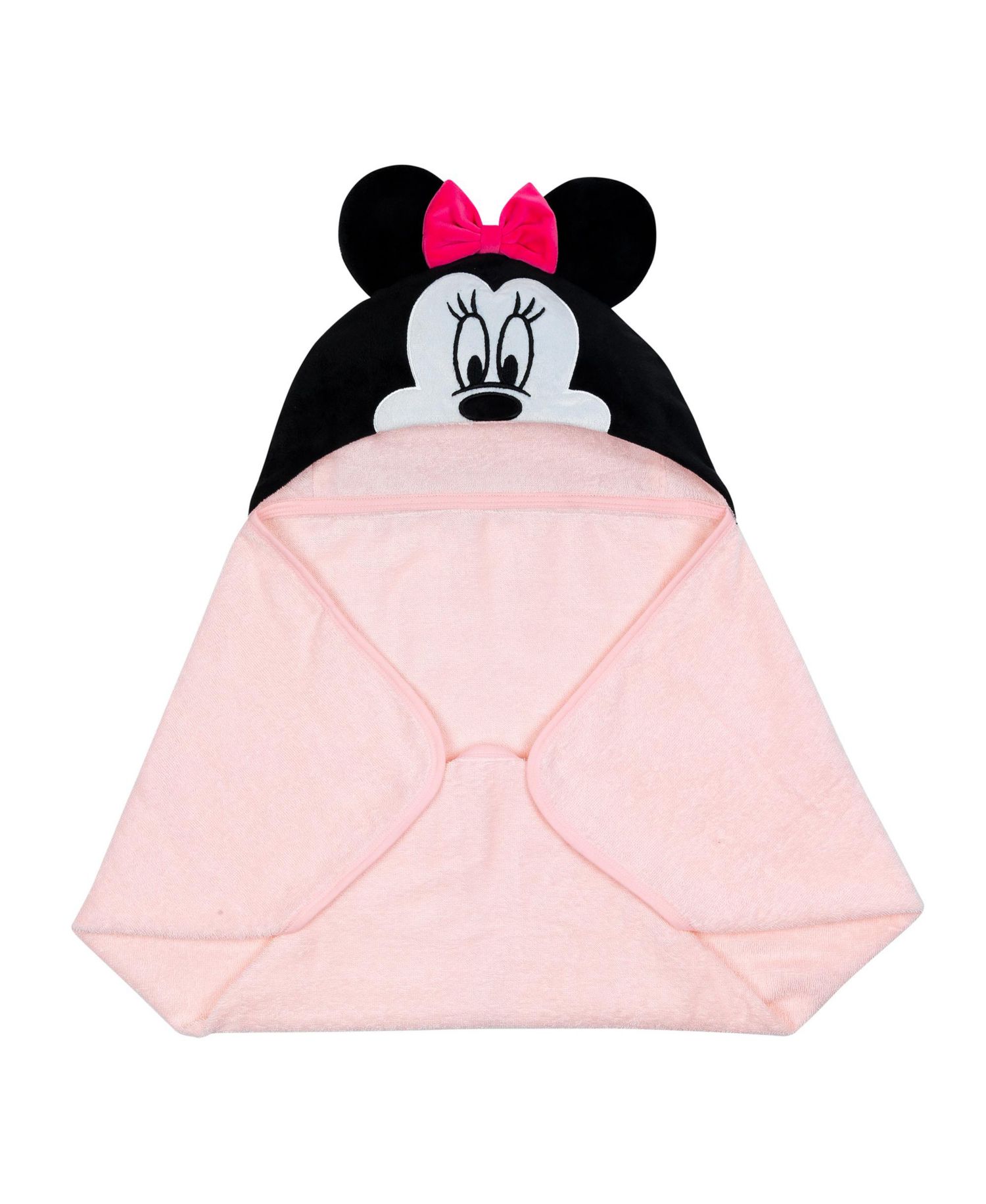 Baby Girls Lambs and Ivy Disney Minnie Mouse Pink Cotton Hooded Bath Towel
