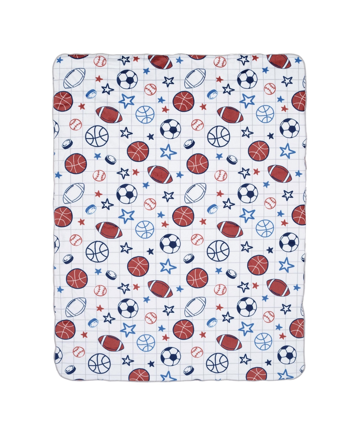 Lambs & Ivy Baby SportsFleece Baby Blanket - Football/Basketball/Baseball - White