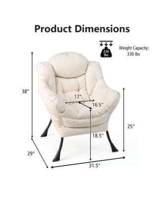 Modern Polyester Fabric Lazy Chair Single Sofa Chair w/Side Pocket