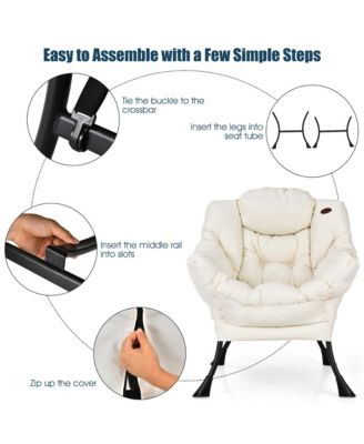 Modern Polyester Fabric Lazy Chair Single Sofa Chair w/Side Pocket