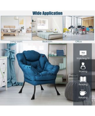 Modern Polyester Fabric Lazy Chair Single Sofa Chair w/Side Pocket