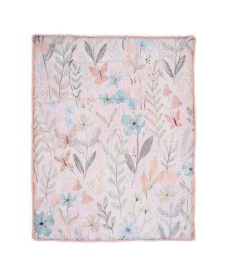 Baby Blooms 3-Piece Pink Floral/Butterfly Baby Crib Bedding Set