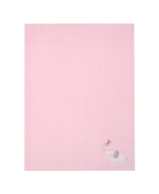 Elephant Dreams Appliqued Soft Fleece Baby Blanket - Pink