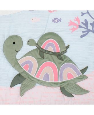 Sea Dreams 3-Piece Dolphin/Turtle Nautical Baby Crib Bedding Set