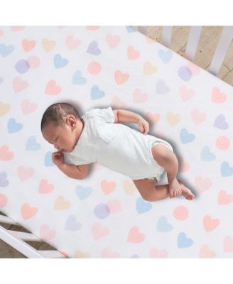 Rainbow Hearts Pink/Purple 3-Piece Baby Crib Bedding Set
