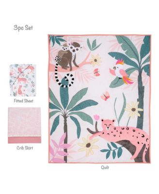 Enchanted Safari Leopard/Lemur Jungle 3-Piece Baby Crib Bedding Set