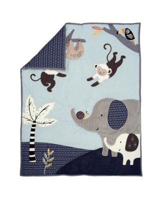 Jungle Party 3-Piece Elephant/Monkey Baby Crib Bedding Set