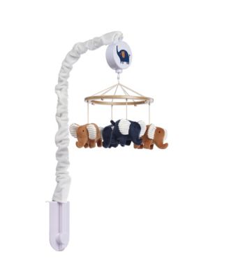 Playful Elephant Blue/White Musical Baby Crib Mobile Soother Toy