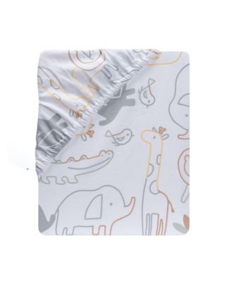 Jungle Story 100% Cotton Safari Baby Fitted Crib Sheet - White
