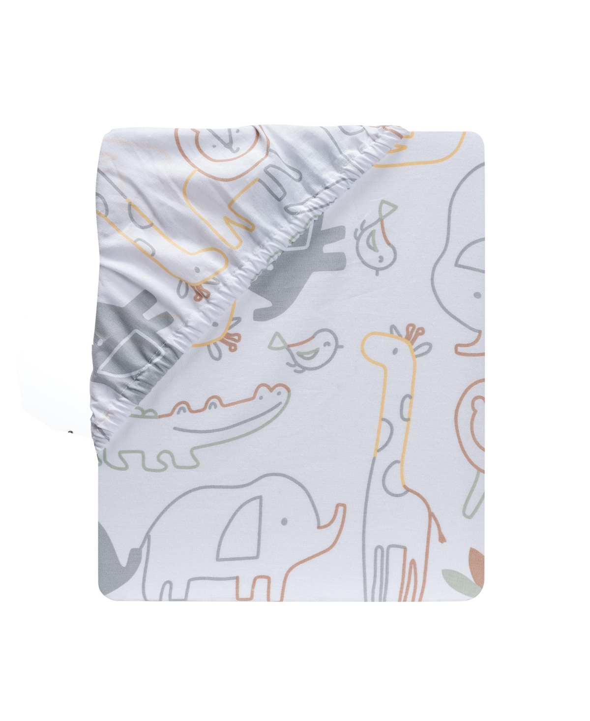 Lambs & Ivy Jungle Story 100% Cotton Safari Baby Fitted Sheet -- White