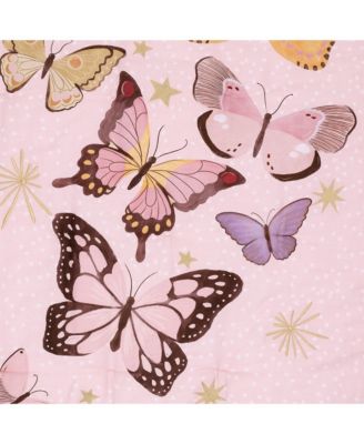 Butterfly Dreams Pink/Gold 3-Piece Nursery Baby Crib Bedding Set