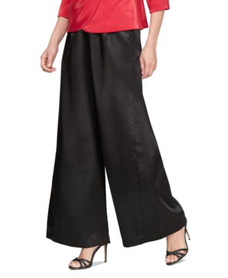 Alex Evenings - Women's High Rise Wide-Leg Satin Pants
