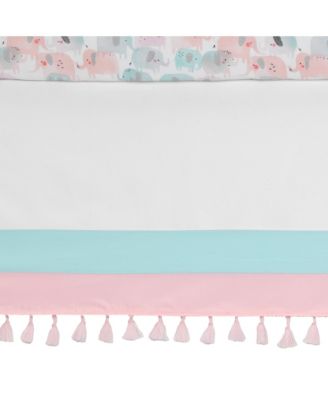 Watercolor Pastel Pink/Mint Rainbow 5-Piece Baby Crib Bedding Set