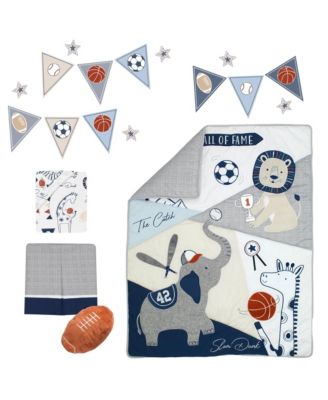 Hall of Fame Sports Animals 5-Piece Crib Bedding Set - Gray/Blue