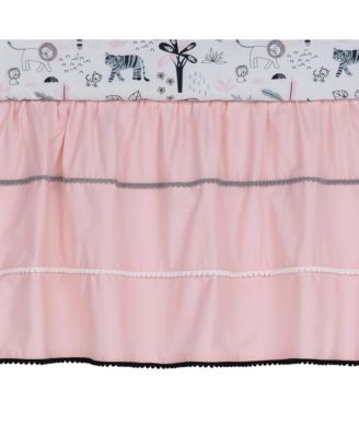 Happy Jungle Pink/White Safari Nursery 5-Piece Crib Bedding Set