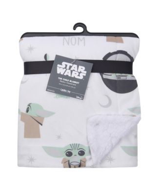 Star Wars The Child/Baby Yoda/Grogu White Minky/Fleece Baby Blanket
