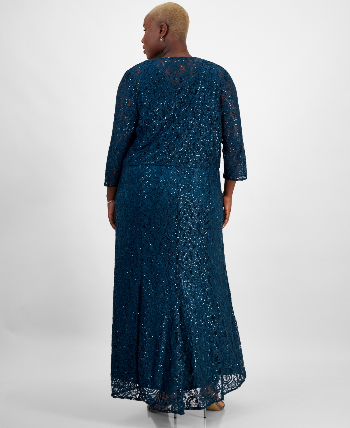 Alex Evenings Plus Size Sequinned Lace Dress & Jacket