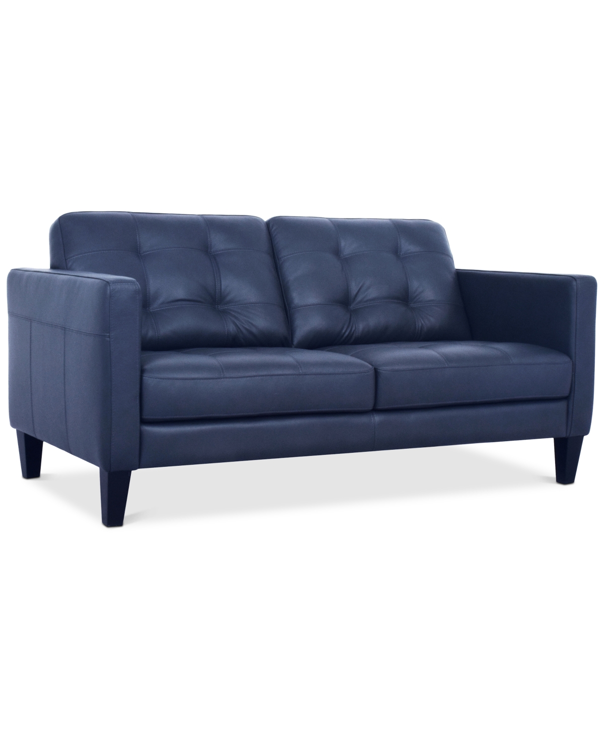 Macy's Pezley Leather Loveseat, Created For  In Dark Blue