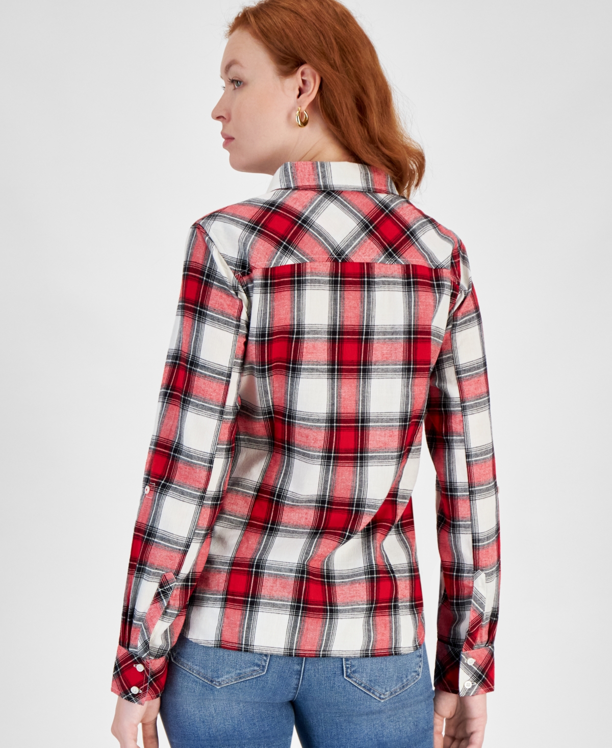 Nautica Jeans Women's Manchester Plaid Button-Up Shirt -Haute Red