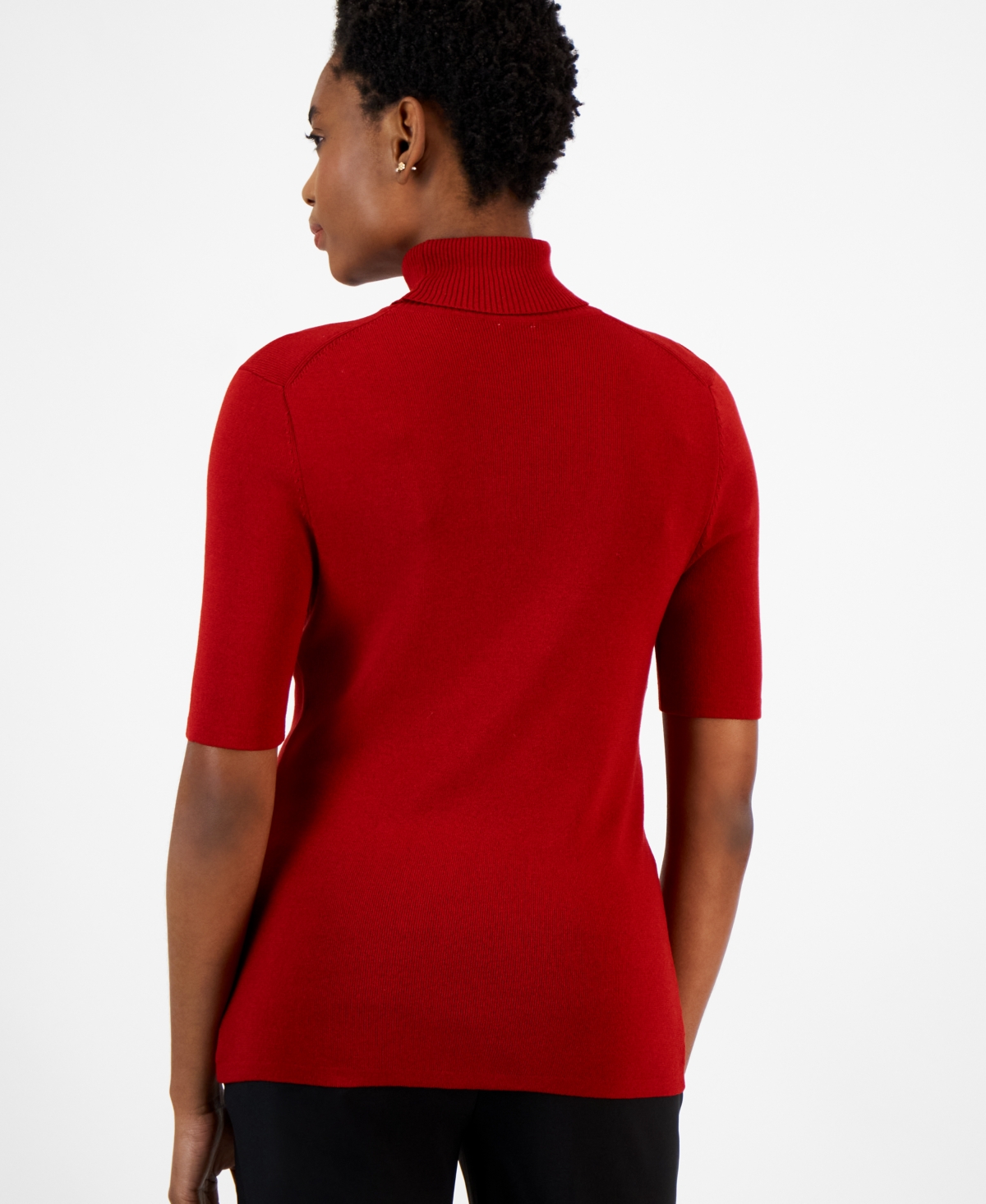 Anne Klein Petite Solid Half-Sleeve Turtleneck Sweater