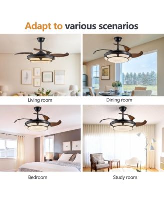 Streamdale Modern Minimalist Retractable Ceiling Fan with LED Light