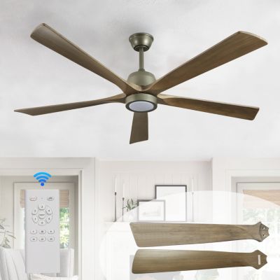 Modern Wood Ceiling Fan with Light and Remote (60")