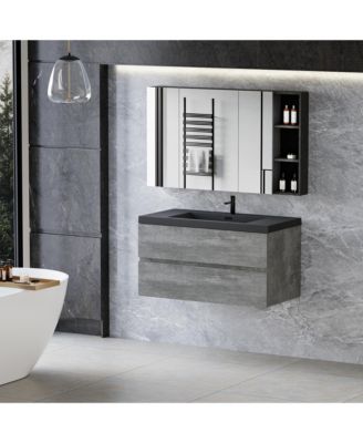 Streamdale Modern 42&amp;#x22; Floating Vanity with Black Quartz Basin