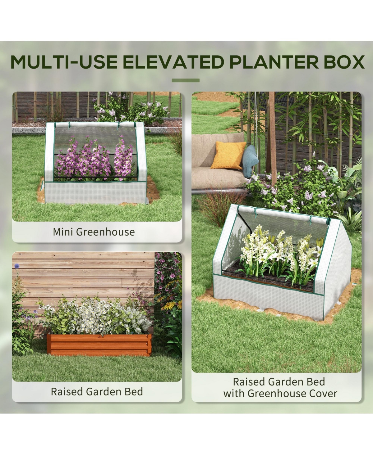 Streamdale Furniture Galvanized Mini Greenhouse Raised Garden Bed for Herbs and Vegetables