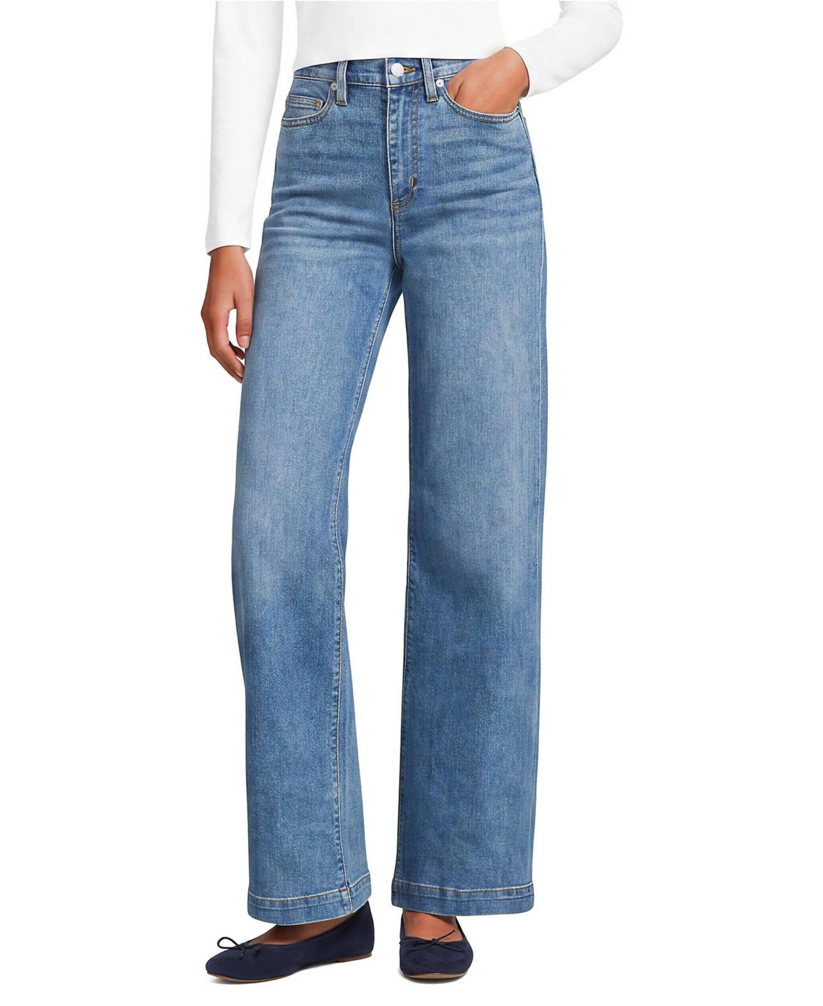 Женские джинсы Lands' End Women's High Rise Wide Leg Denim Jeans — фото 1