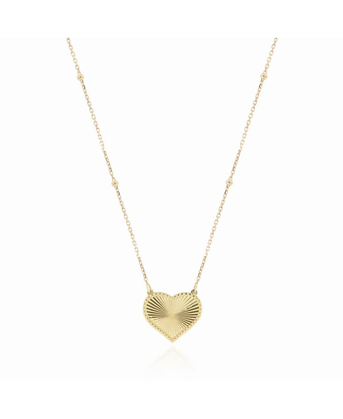 Fluted Gold Single Heart Necklace 14K Gold - Gold