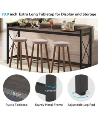 Console Table, 70.9-Inch Engineered Wood and Metal, Extra Long Design with Outlets, USB Ports, and Charging Station, Sofa Table