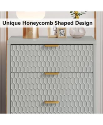 Set of 2 Nightstand with 3-Drawer, 25.8" Tall Modern Bedside Table, Large Side End Table with Storage Drawers for Bedroom