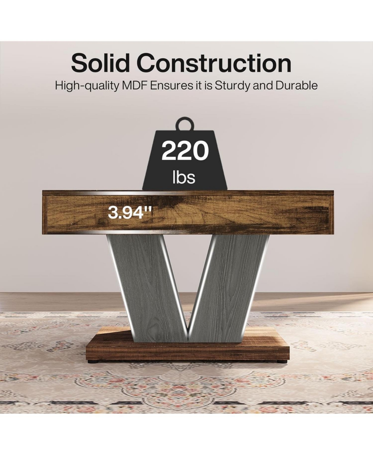 Tribesigns Square Coffee Table, Wood Coffee Table for Living Room, 31.5" Modern Center Table Cocktail Tea Table Accent Table, Rustic Brown & Black