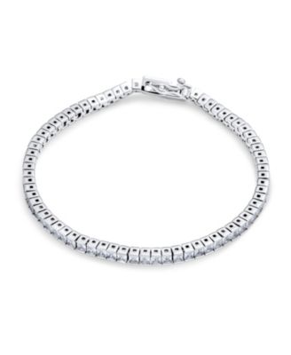 10CT Simple Classic Cubic Zirconia Square Clear Princess Cut CZ Tennis Bracelet Prom Sterling Silver