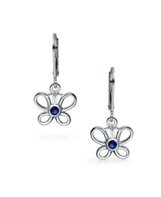 Marquise Baguette CZ Cubic Zirconia 3D Garden Fluttering Butterfly Stud Earrings .925 Sterling Silver