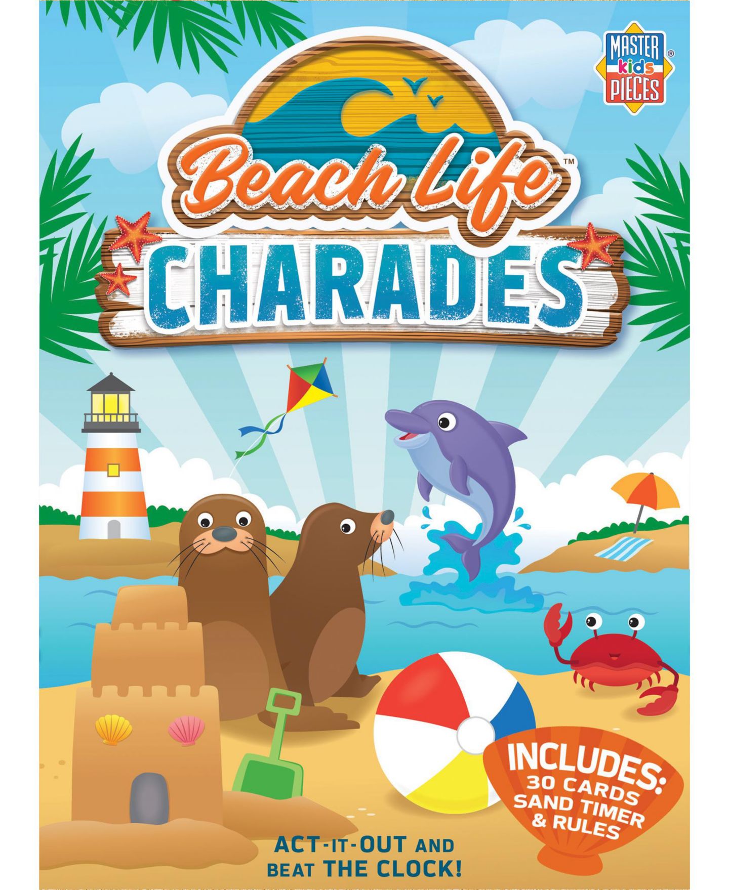 Детская карточная игра MasterPieces Puzzles Beach Life Charades 30-Card Game, от 4 лет, цвет: Разноцветный — фото 1