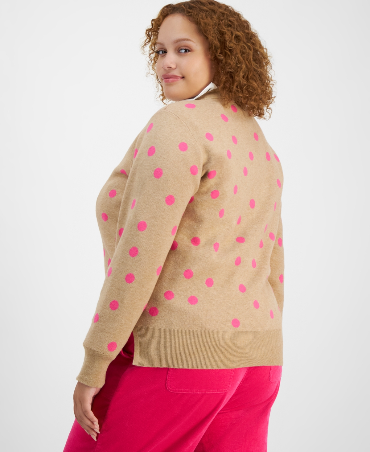 On 34th Plus Size Dot Crewneck Sweater, Created for Macy's