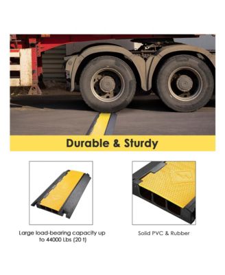 Cable Ramp Protector 3 Channel Hose Protecitive 44000 Lbs Load Capacity Heavy Duty Speed Bump for Road Driveway