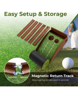 Golf Putting Mat Practice Training Aid with Auto Ball Return and 2 Hole Sizes