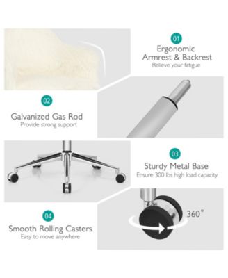 Modern Fluffy Faux Fur Vanity Office Chair for Teens Girls-Beige