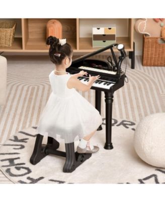 31 Keys Kids Piano Keyboard with Stool and Piano Lid-White