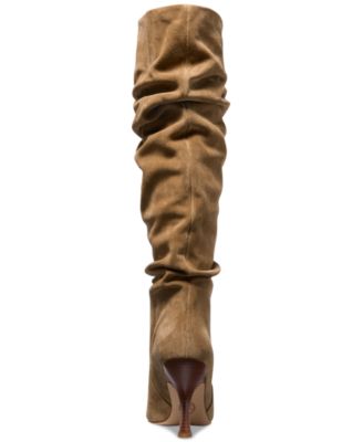 Michael Kors Women's Luna Suede Slouchy Stacked Knee High Heel